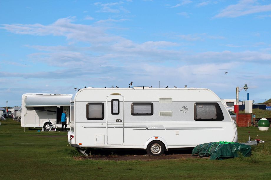 caravan in a field
